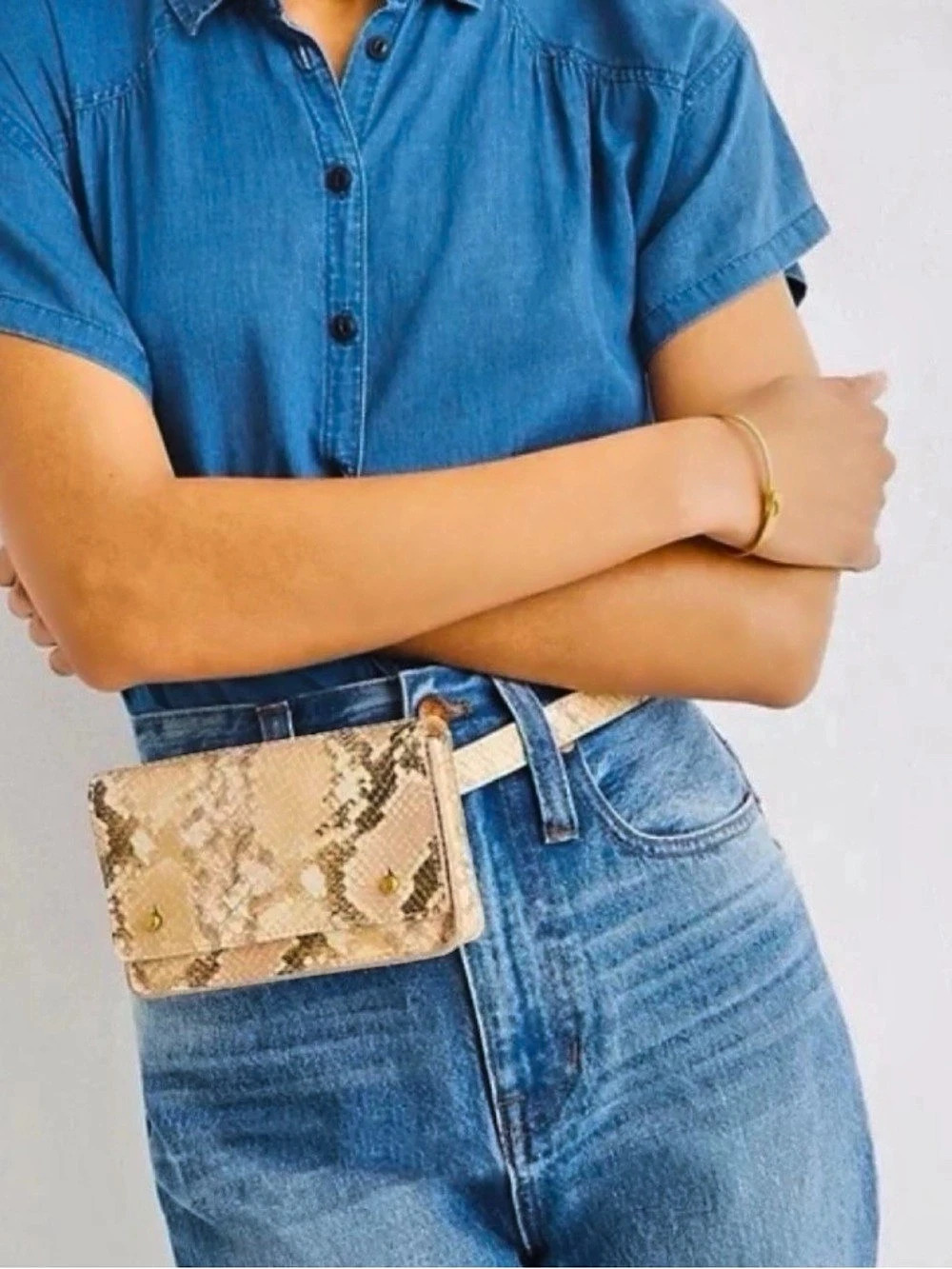 Madewell Women's Python Print leather Crossbody belt bag  fanny pack pouch